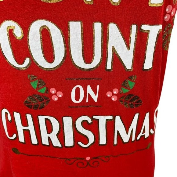 Holiday Time Red Calories Don't Count On Christmas T-shirt Cotton M (8-10) - Picture 3 of 7